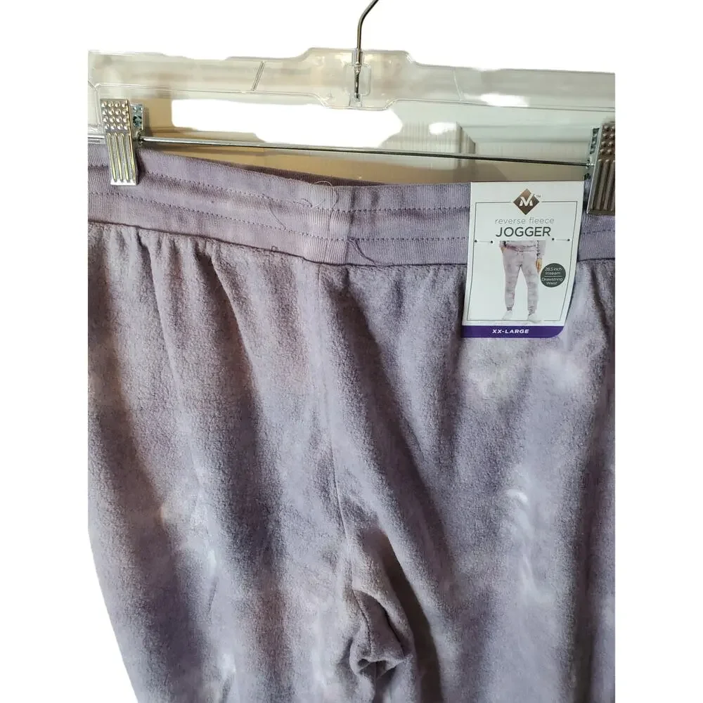 Members Mark Purple/White Reverse Fleece Jogger Pants, NWT, XXL